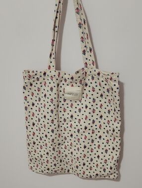 aerie Cream Tote with Pink and Navy Floral Print